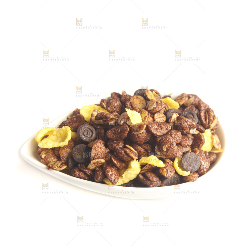 白底上的谷物麦片