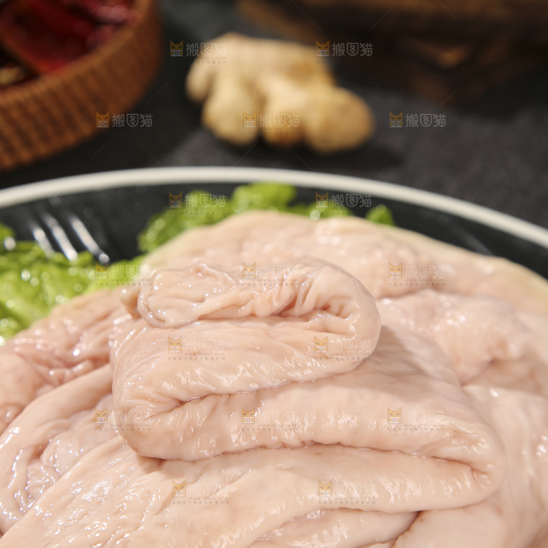 深底上的新鲜猪大肠