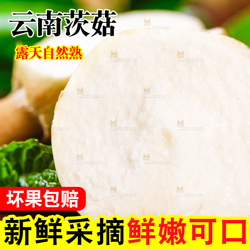 木垫上放着切开的白茨菇