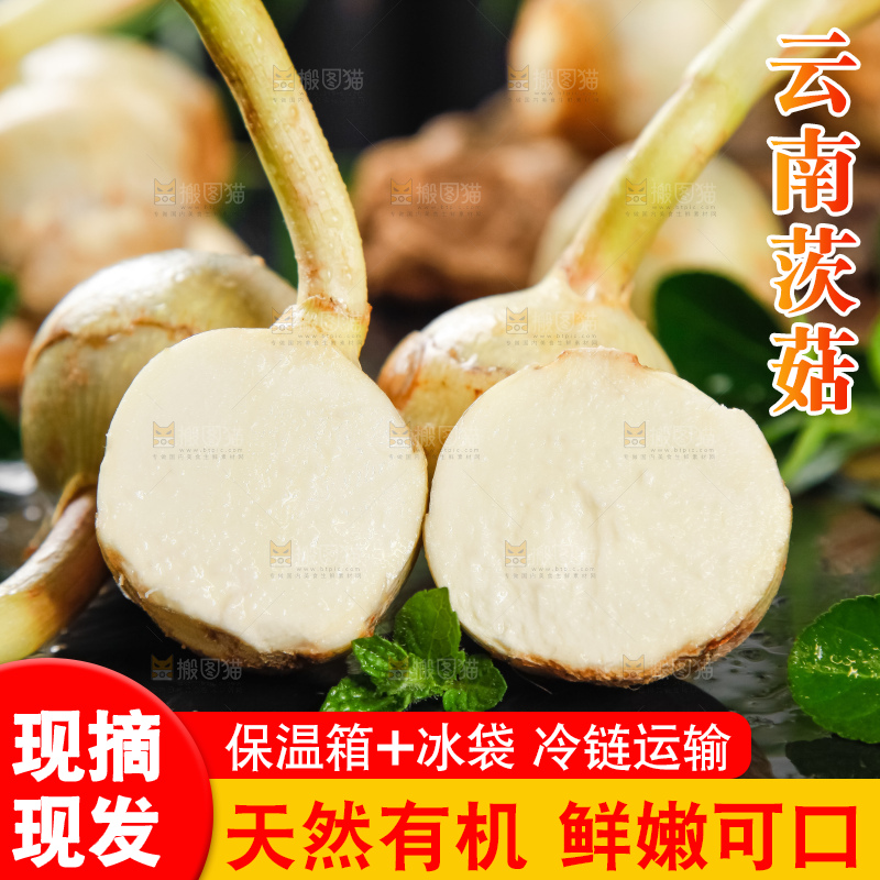 黑垫上放着切开的白茨菇