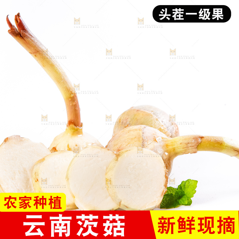 白底上放着切开的云南茨菇