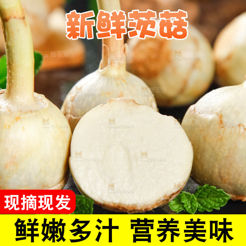 黑石垫上放着切开的白茨菇