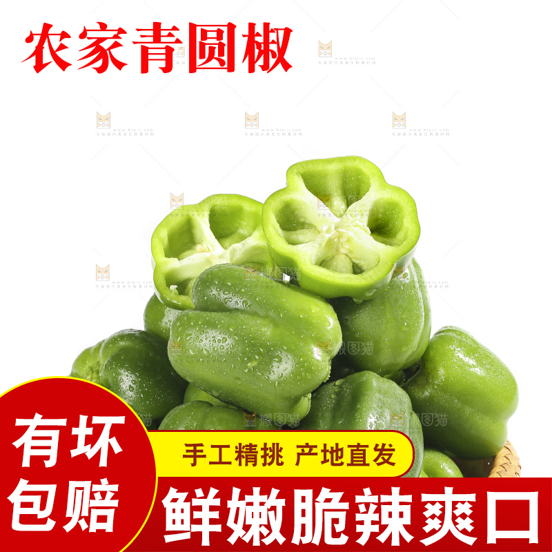 白底上的青圆椒