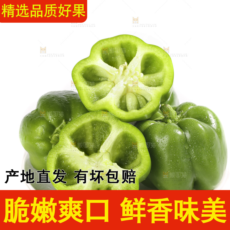 白底上的青圆椒