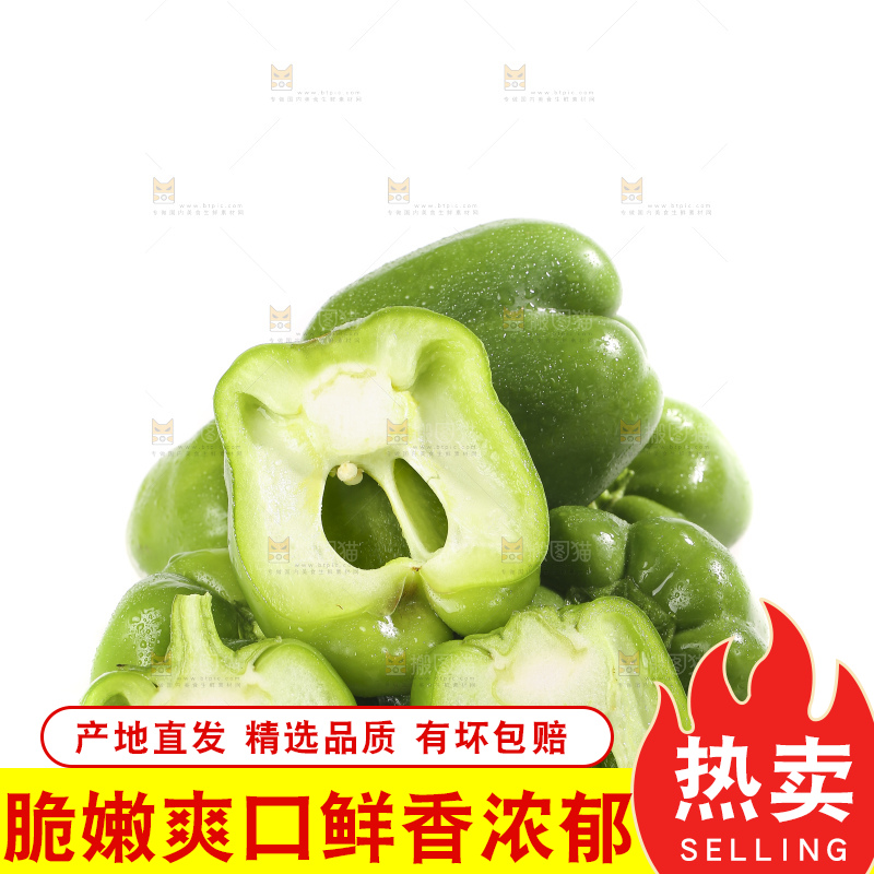 白底上的青圆椒