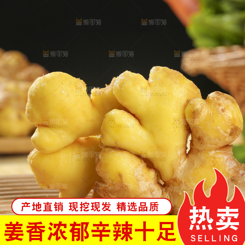 浅底上的新鲜生姜