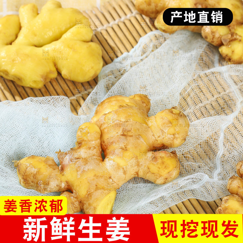 浅底上的新鲜生姜