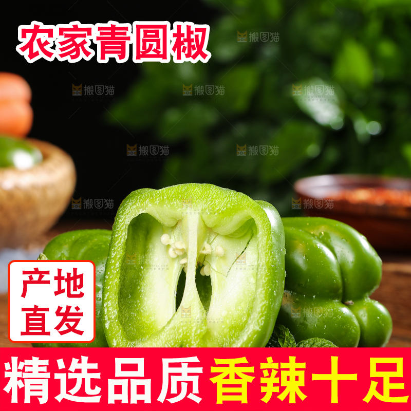 木底上的圆青椒