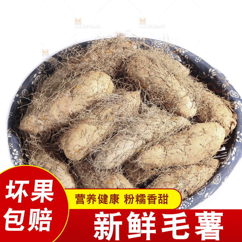 白底上的新鲜毛薯