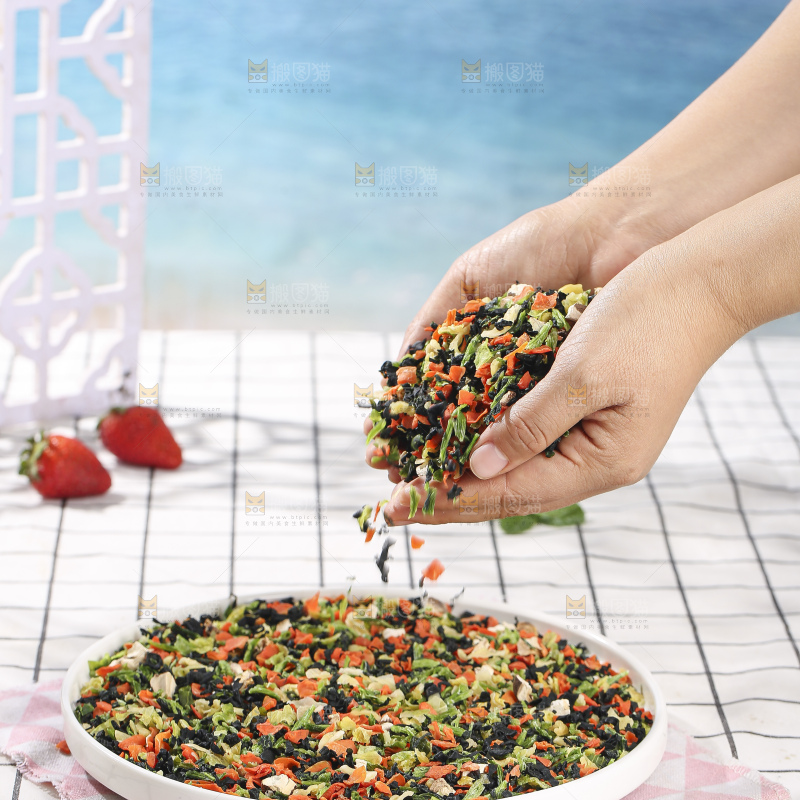 浅底上的脱水蔬菜