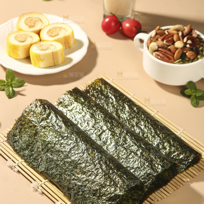 浅底上的海苔卷