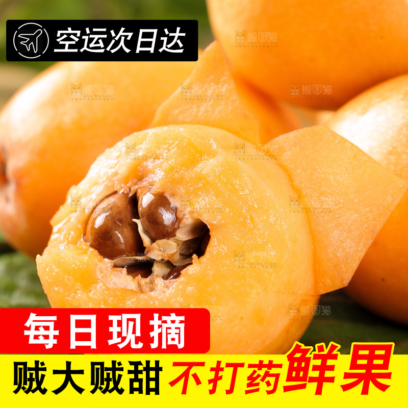 白石板上摆放着五星枇杷