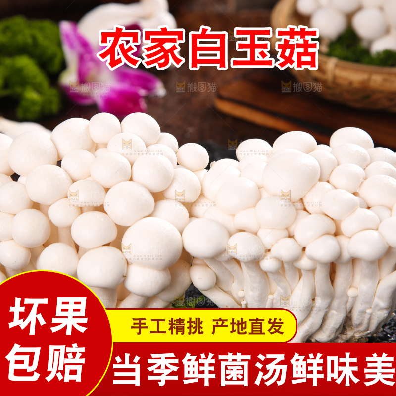 深底上的白玉菇