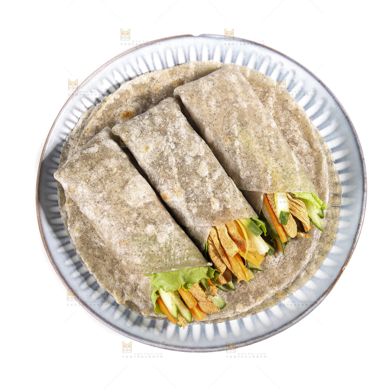 白底上的全麦卷饼