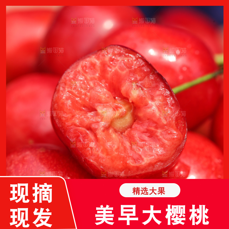 手里拿着新鲜大樱桃
