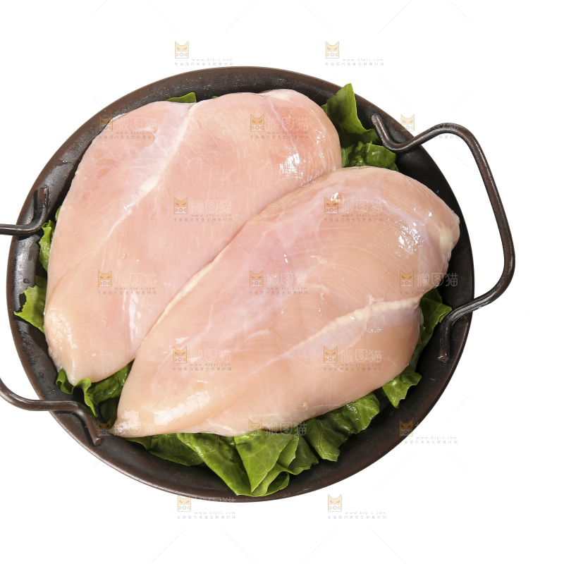 白底上的鸡胸肉