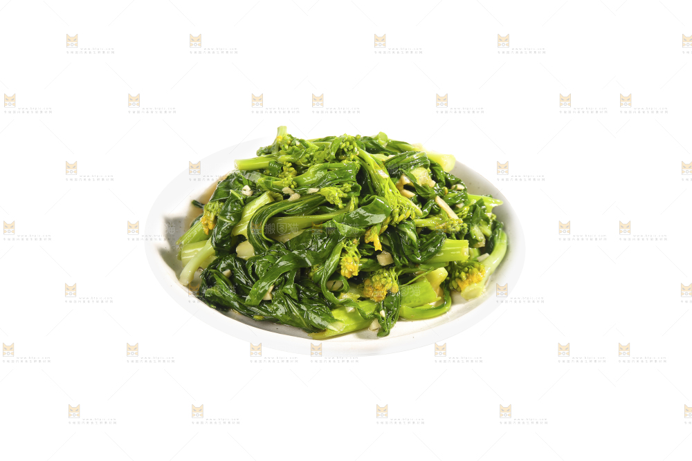 白底上的清炒菜心