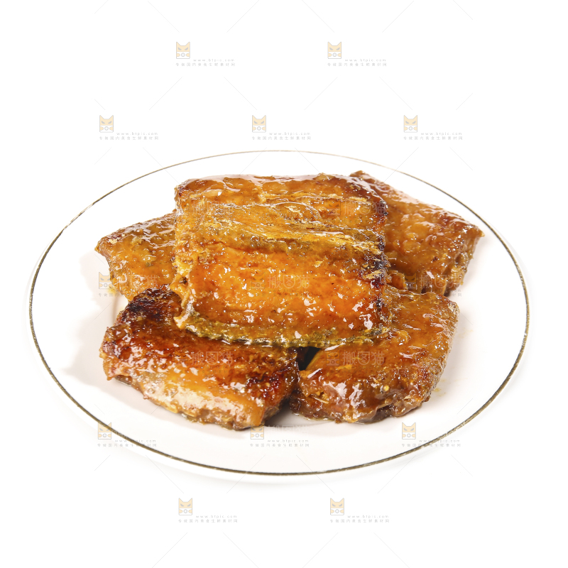白底上的红烧带鱼