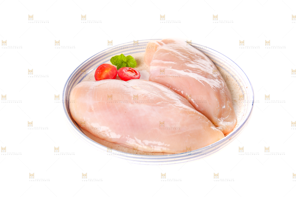 白底上的鸡胸肉