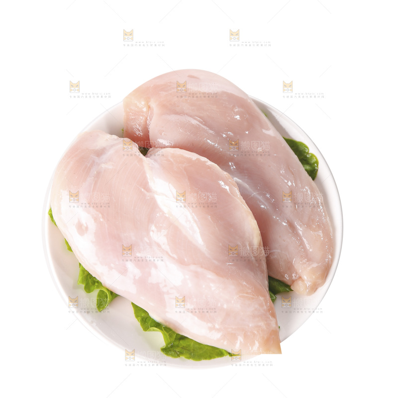 白底上的鸡胸肉