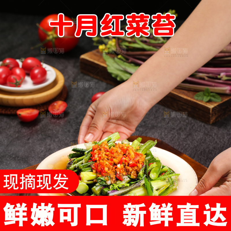 深底上的炒红菜苔