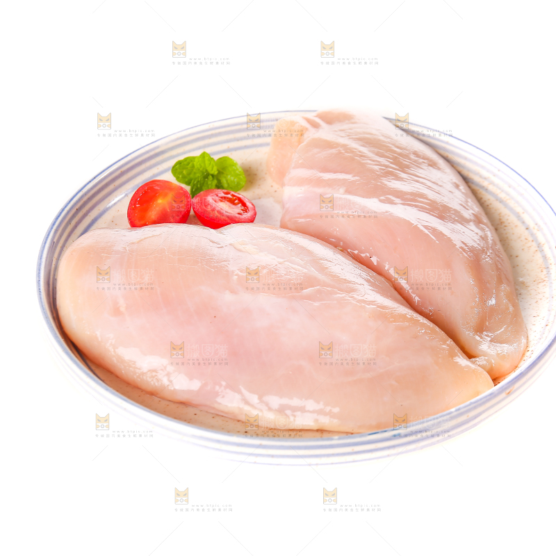 白底上的鸡胸肉
