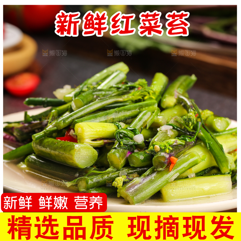 深底上的炒红菜苔