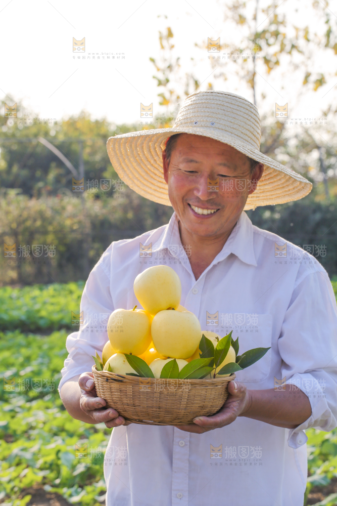 手里拿着黄元帅苹果