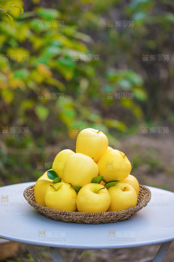 手里拿着黄元帅苹果