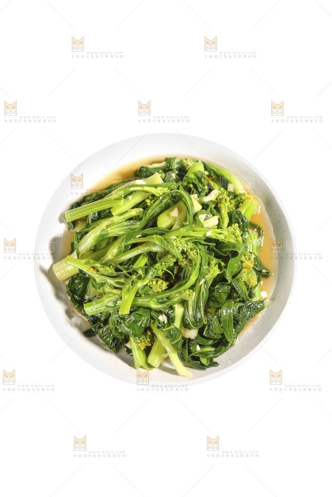 白底上的清炒菜心