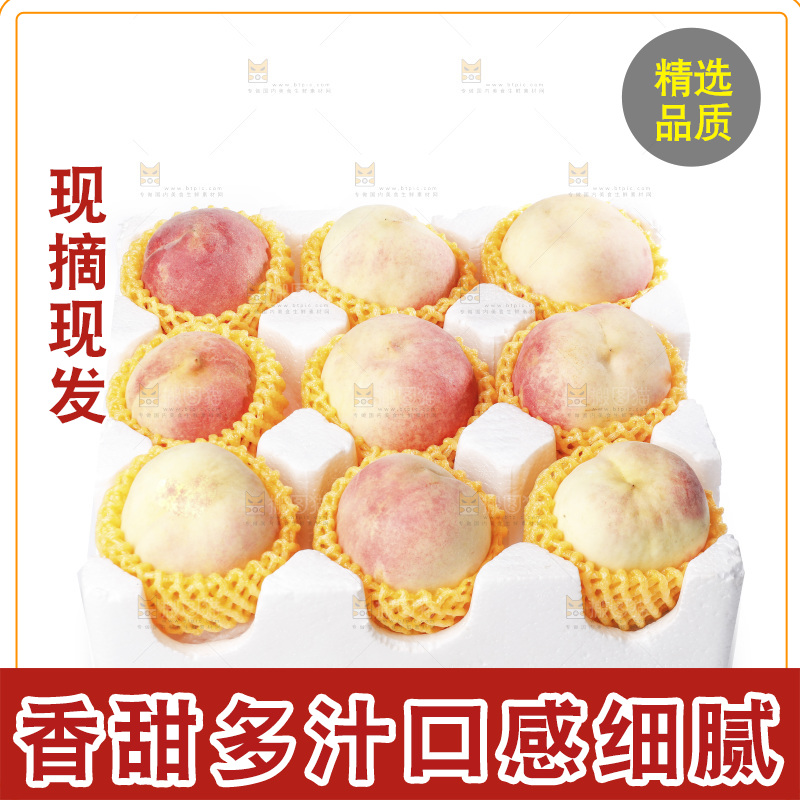 白底上的金秋红蜜桃