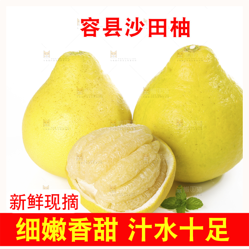 白底上的沙田柚