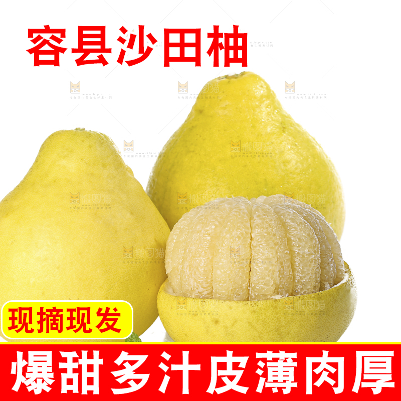 白底上的沙田柚