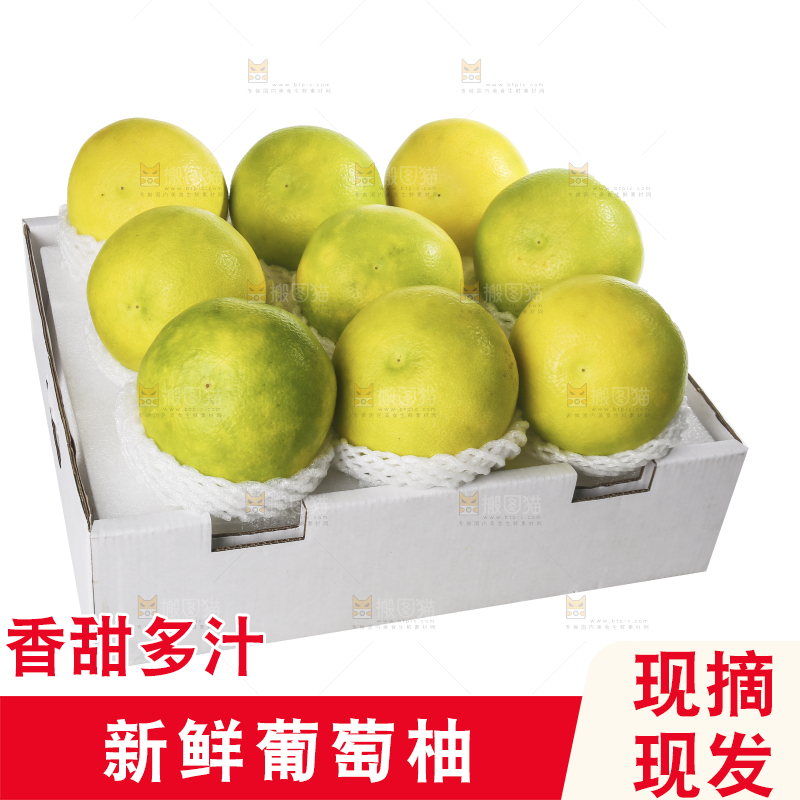 白底上的青皮葡萄柚