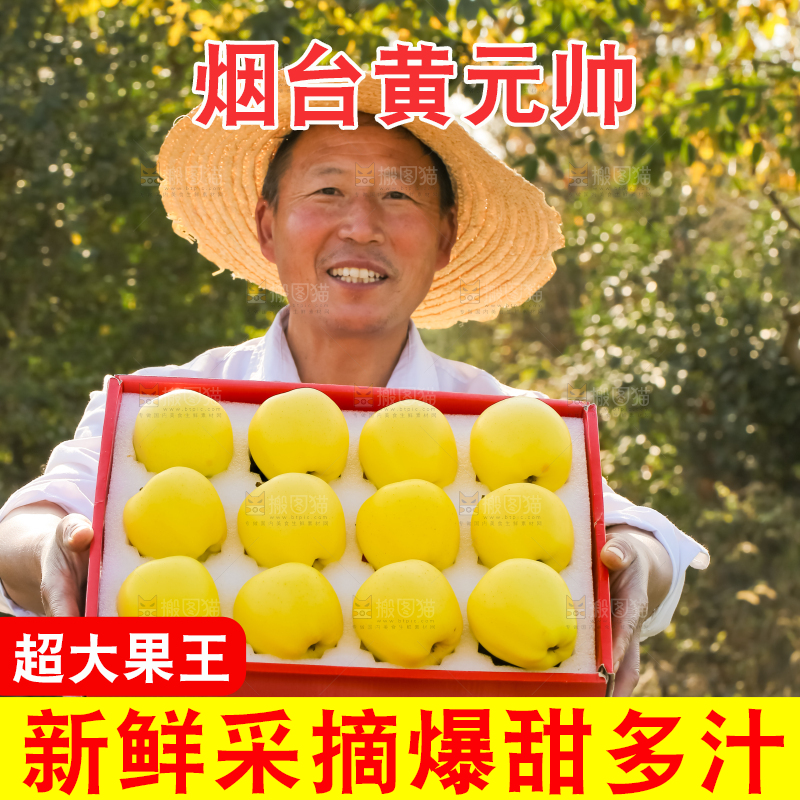 手里拿着黄元帅苹果