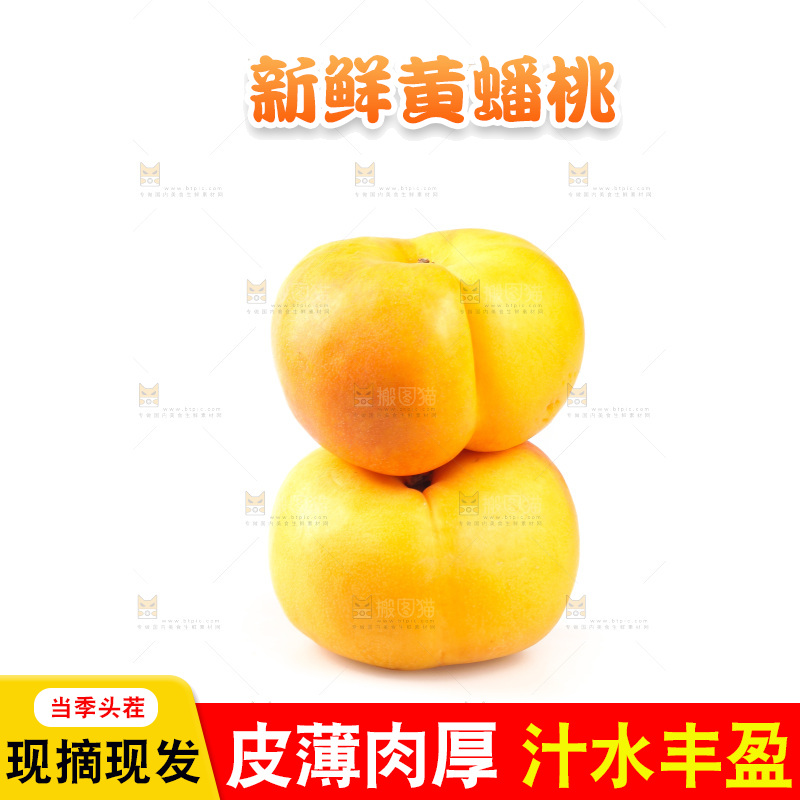 白底上的黄金油蟠桃