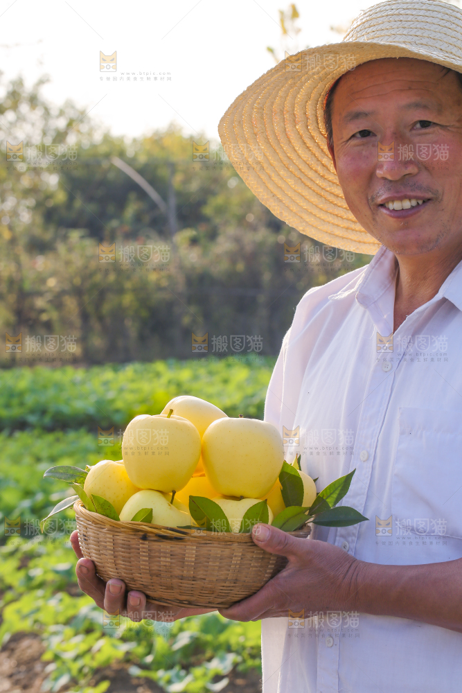 手里拿着黄元帅苹果