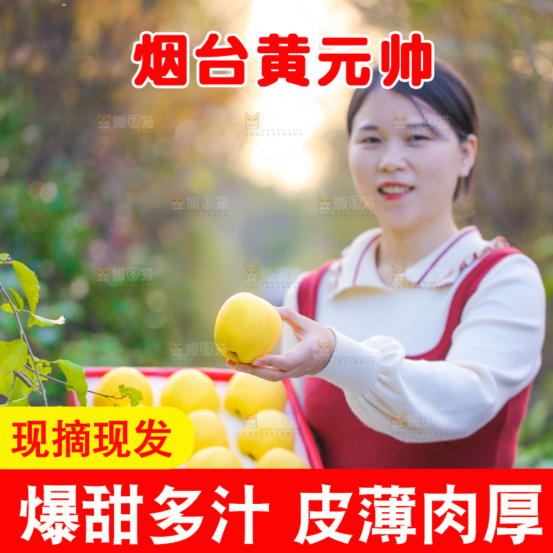 手里拿着黄元帅苹果
