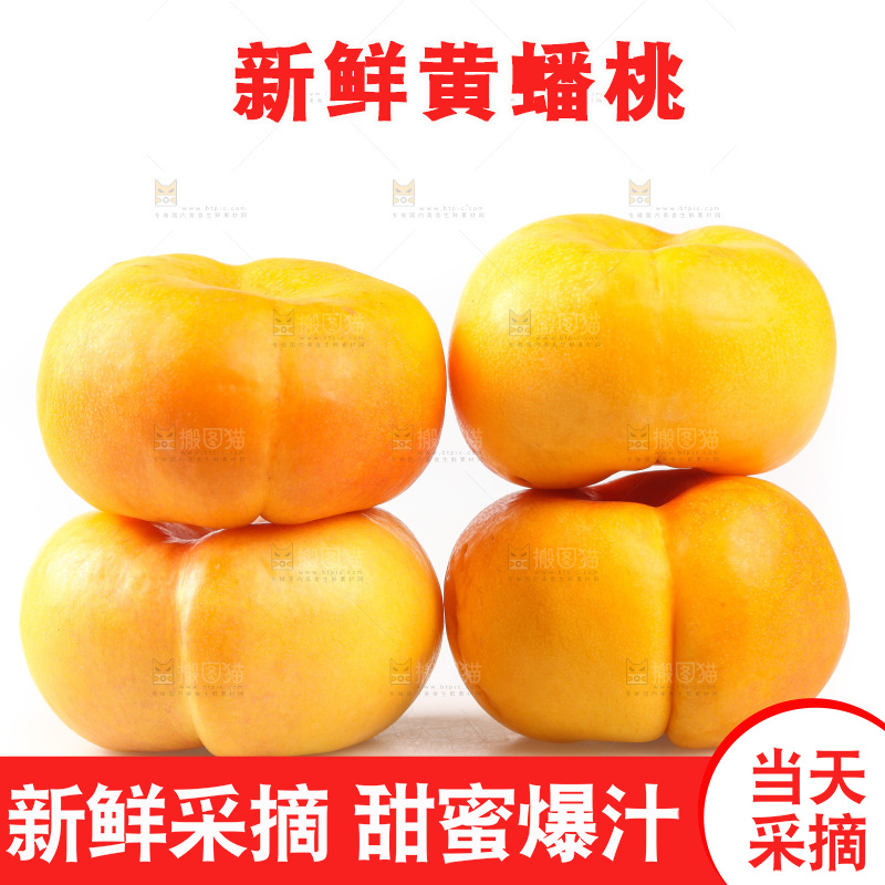 白底上的黄金油蟠桃