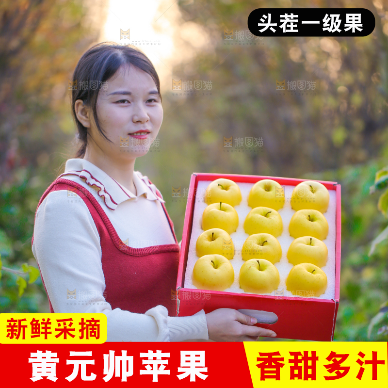 手里拿着黄元帅苹果