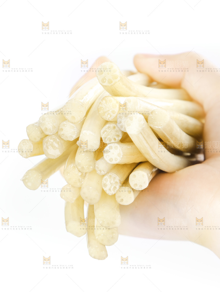 白底上的新鲜藕带