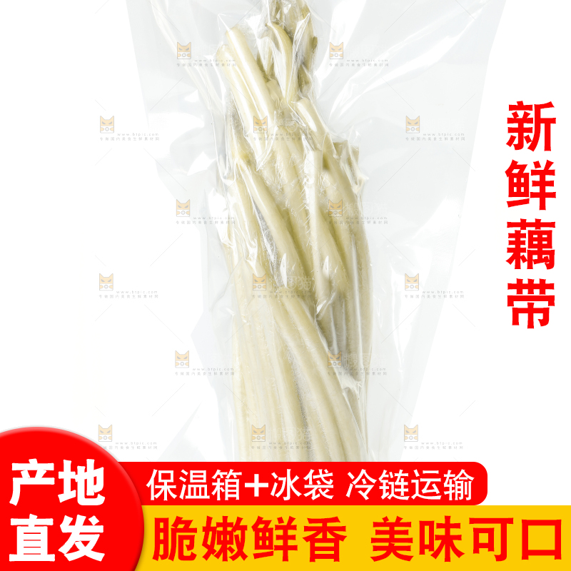 白底上的新鲜藕带