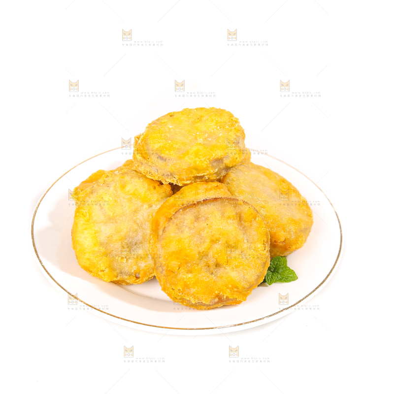 白底上的炸藕夹