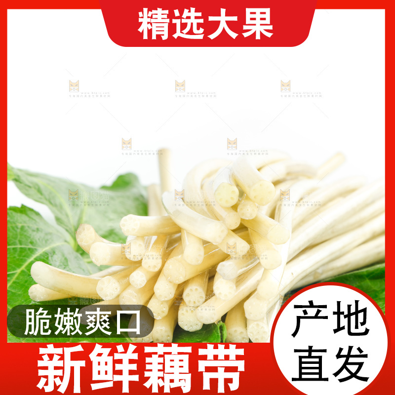 白底上的新鲜藕带