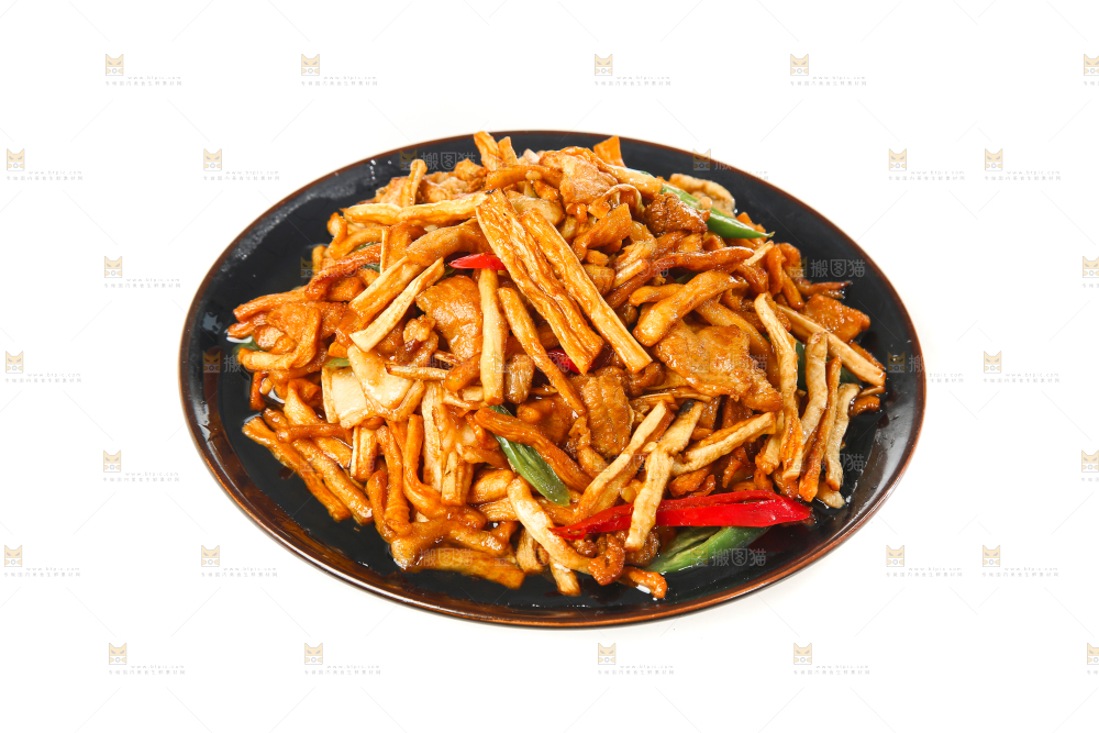 白底上的萝卜干炒肉丝