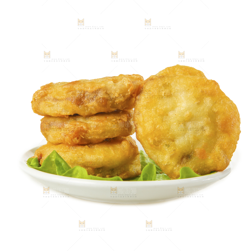 白底上的炸藕夹