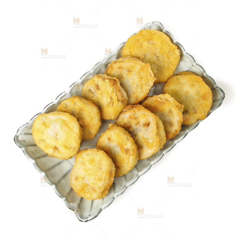 白底上的炸藕夹
