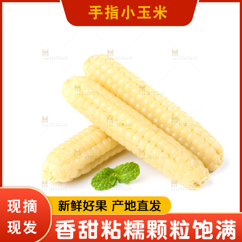 白底上的手指糯玉米