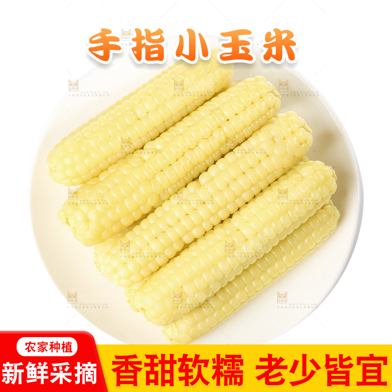 白底上的手指糯玉米