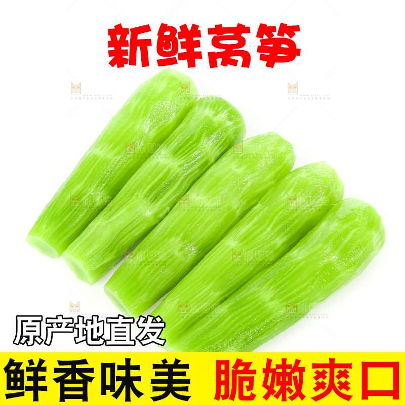 白底上的新鲜莴笋